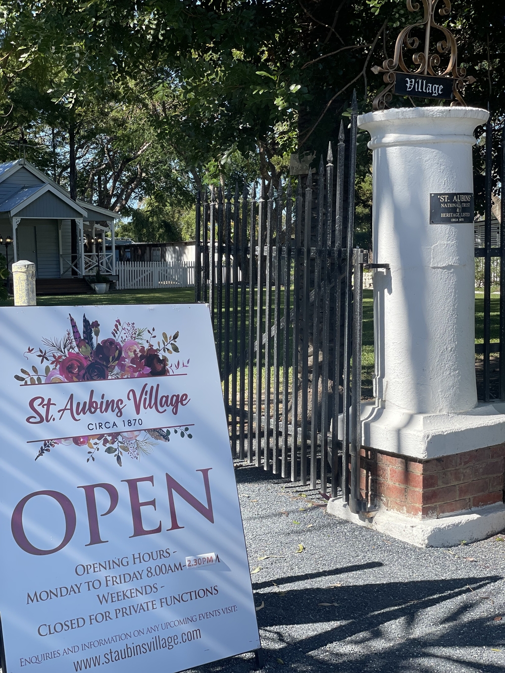 Picture of entrance to gardens surrounding St Aubins Village Rockhampton